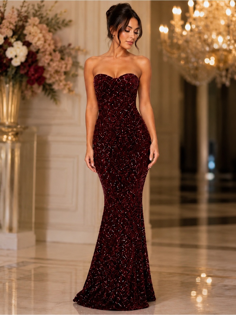Red Sequin Maxi Dress – Burgundy/Red | NWOT | XL
